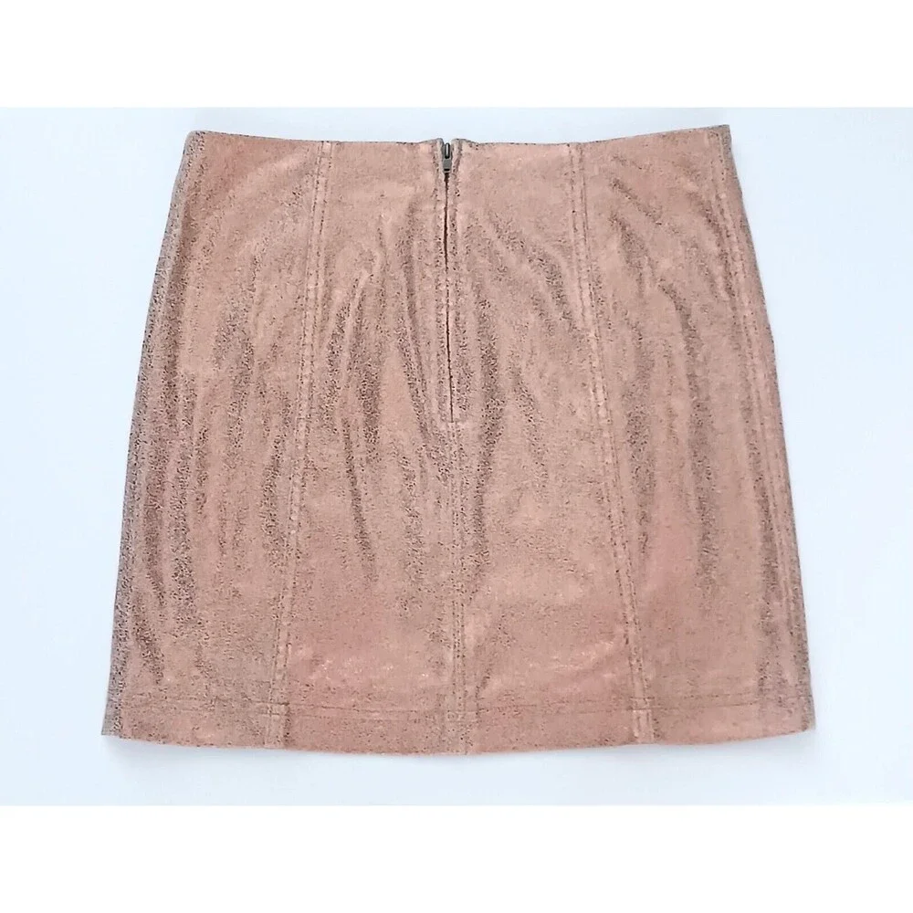 Free People Modern Femme Metallic Bronze Mini Skirt Sz 8